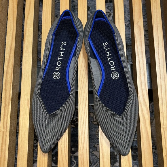 Rothy’s The Pointed Toe Ballet Flats Shoes Women's Size 9.5 Cloud Grey Birdseye - Picture 2 of 5